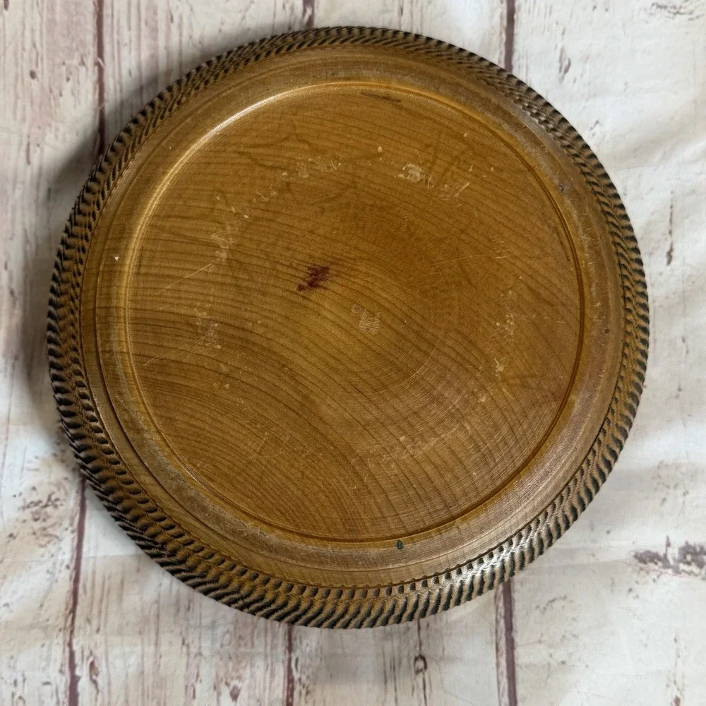 Antique Carved Wood Hand Turned Lacquered Snack Bowl